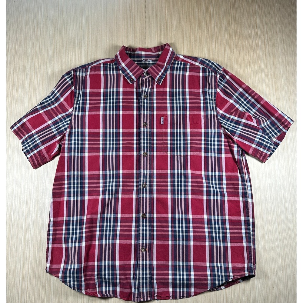 Carhartt Shirt Mens XL Multicolor Plaid Cotton Relaxed Fit Pleated Button Down